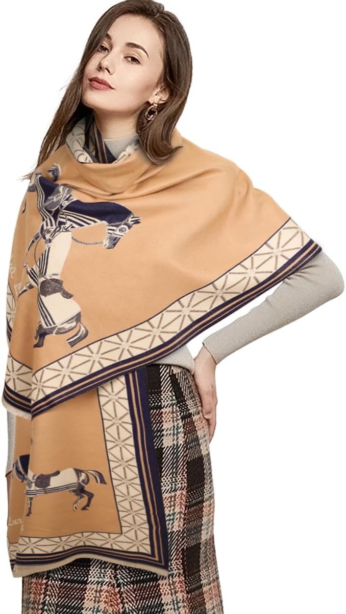 EXTREE Scarfs for Women Pashmina Silky Shawl Wrap for Evening Dressing Blanket Open Front Poncho Cape - Image 2